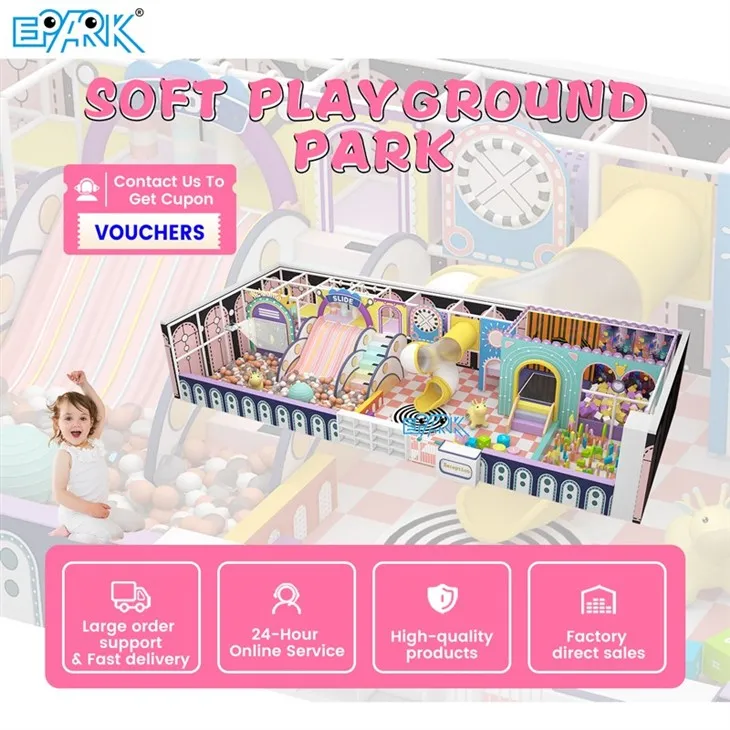 100m² Candy Color Indoor Playground Rainbow Slides & Climbers factory
